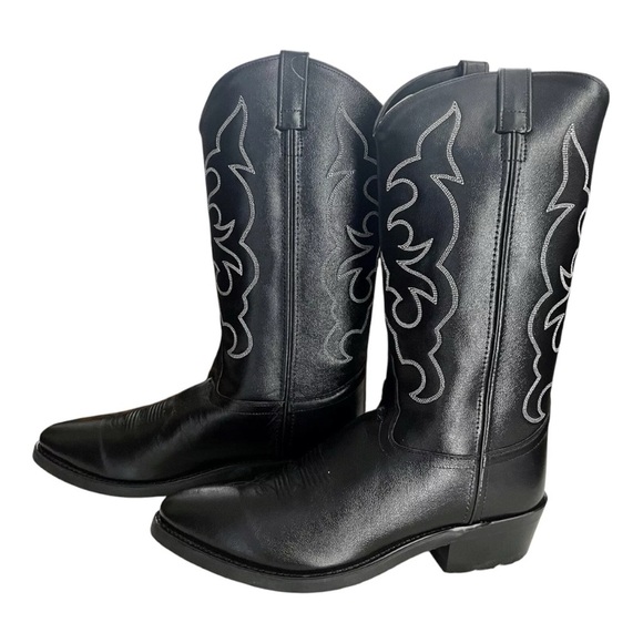 Old West Other - Men’s OLD WEST Black Cowboy Boots with White Embroidery New size 7